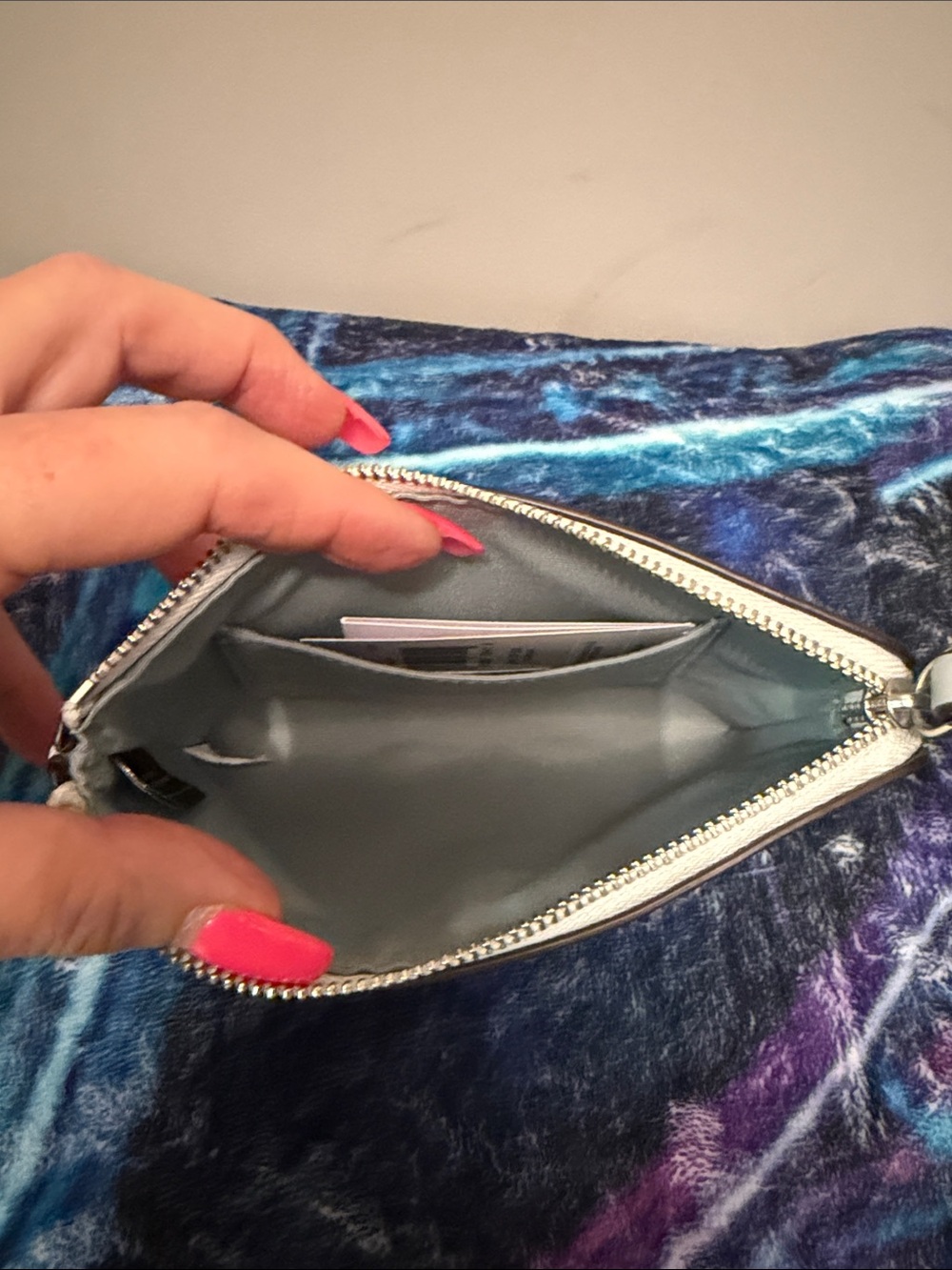 Coach Pastel Signature Pouch in Cream, Blue, Green - Picture 5 of 5
